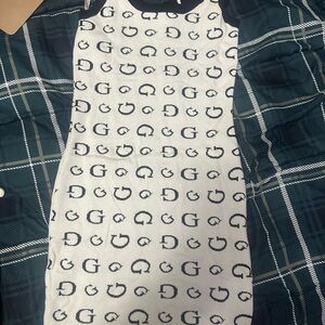 Guess White and Black Logo Dress